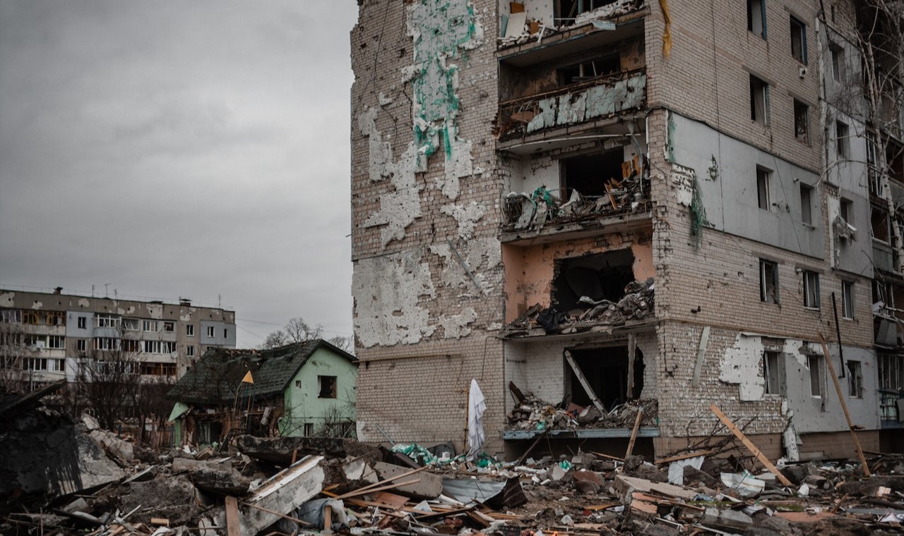 destroyed residential building